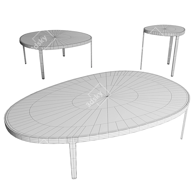 Elegant Metal and Stone Coffee Table 3D model image 12