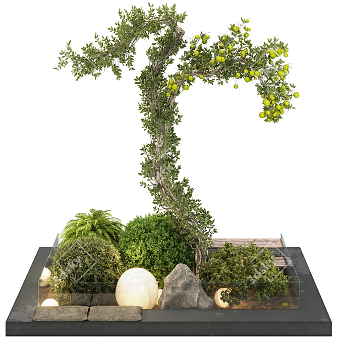 Garden Tree & Bush Set 153 3D model image 1