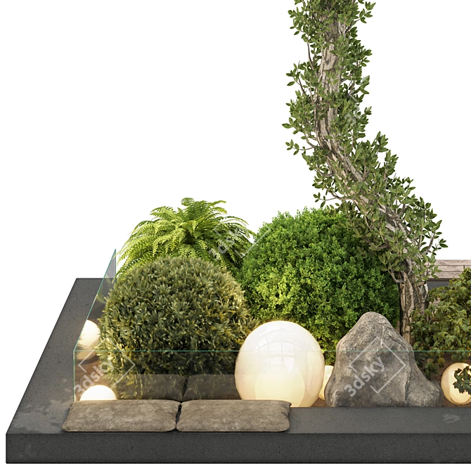 Garden Tree & Bush Set 153 3D model image 2