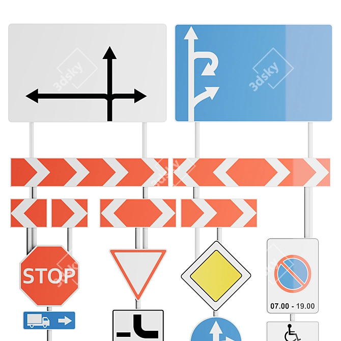 Road Signs Set, 41 Pieces 3D model image 4