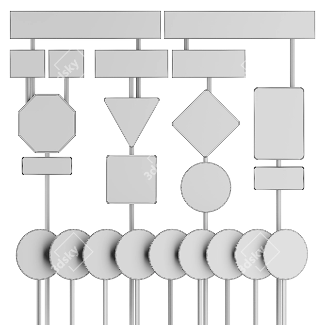 Road Signs Set, 41 Pieces 3D model image 6