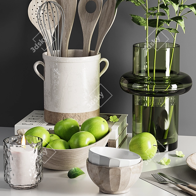 Modern kitchen accessories set 02 3D model image 3