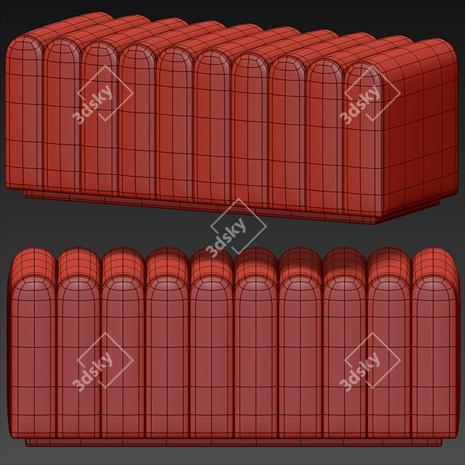 Modern Velvet Bente Bench 3D model image 4