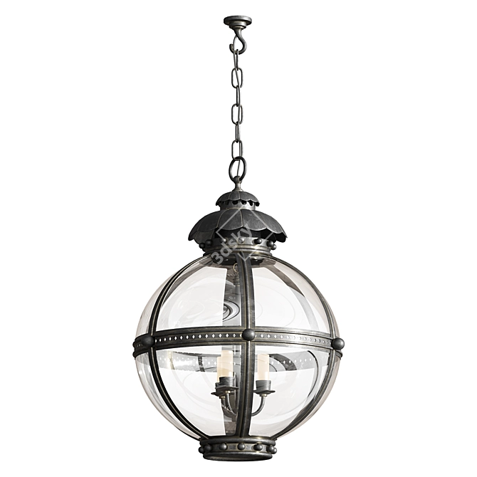 Distressed Brass Globe Lantern 3D model image 1