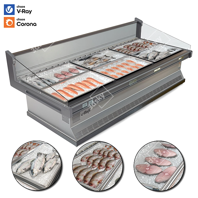 Hypermarket-Ready Fish Refrigerator 3D model image 1