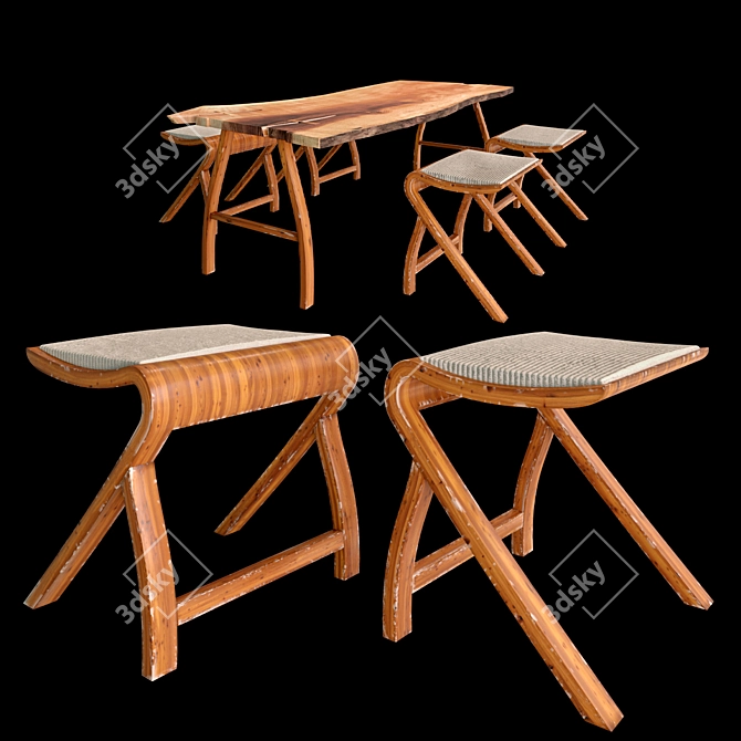 Sleek Modern Table Set 3D model image 1