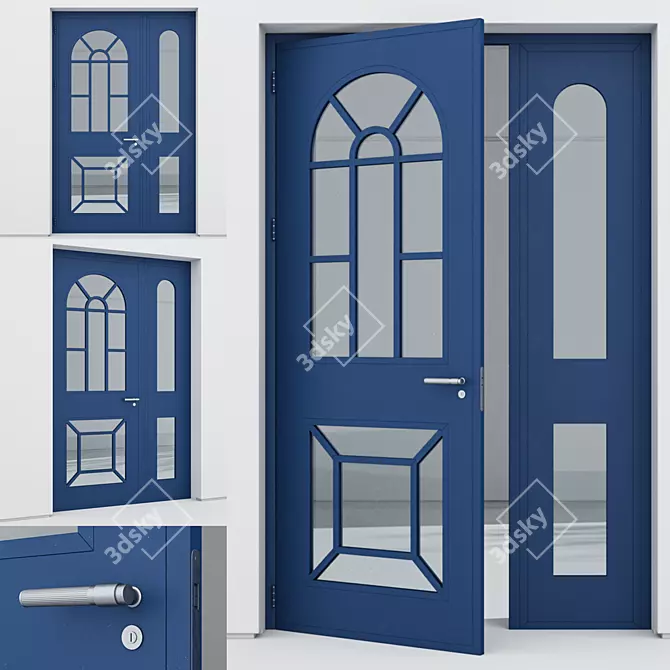 Sleek Aluminum Door Design 3D model image 1