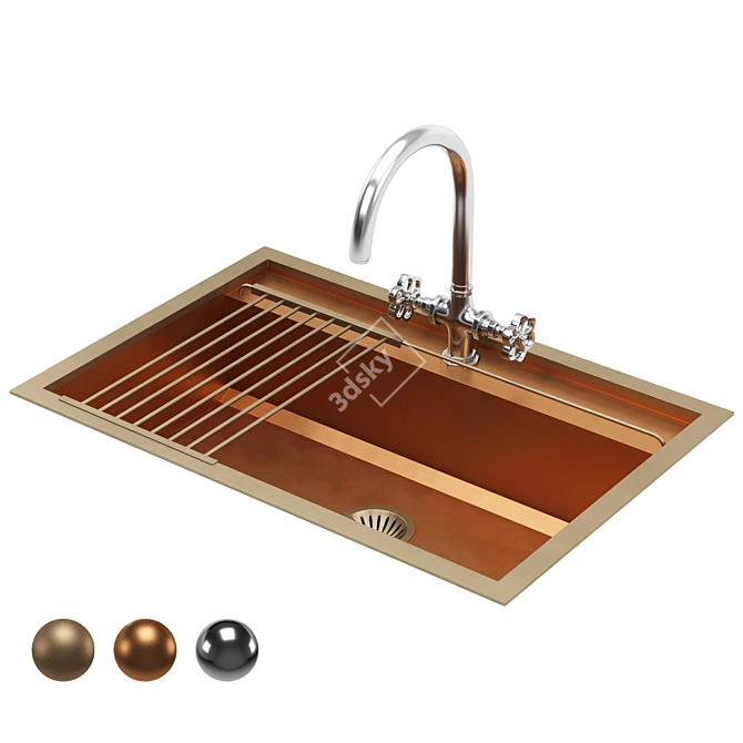 Luxury Modelled Kitchen Sink 3D model image 1