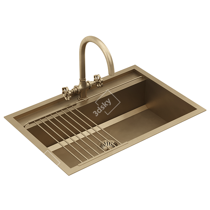 Luxury Modelled Kitchen Sink 3D model image 2