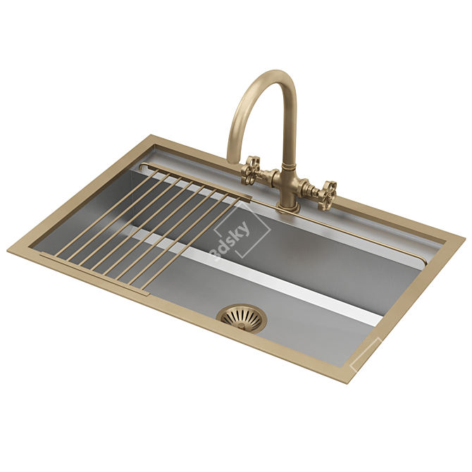 Luxury Modelled Kitchen Sink 3D model image 3