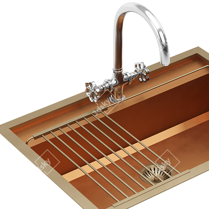 Luxury Modelled Kitchen Sink 3D model image 5