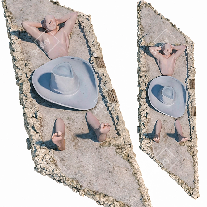 Beach Sculpture, Lying Person 3D model image 1