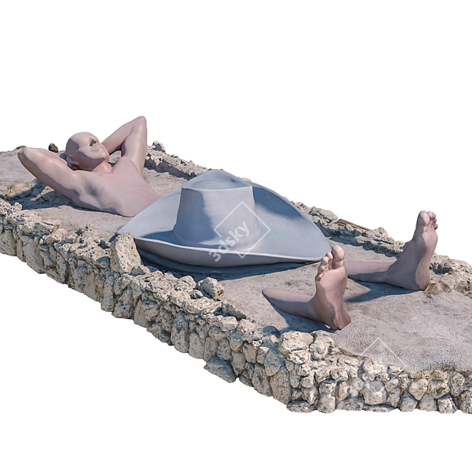 Beach Sculpture, Lying Person 3D model image 5