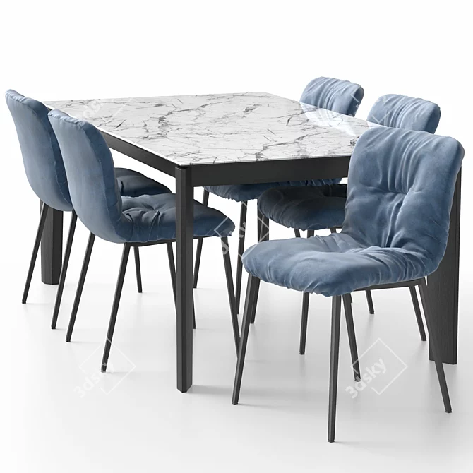 Customizable Modern Annie Chair & Alpha Table Set 3D model image 9