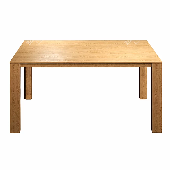 Modern Oak Extendable Dining Table 3D model image 4