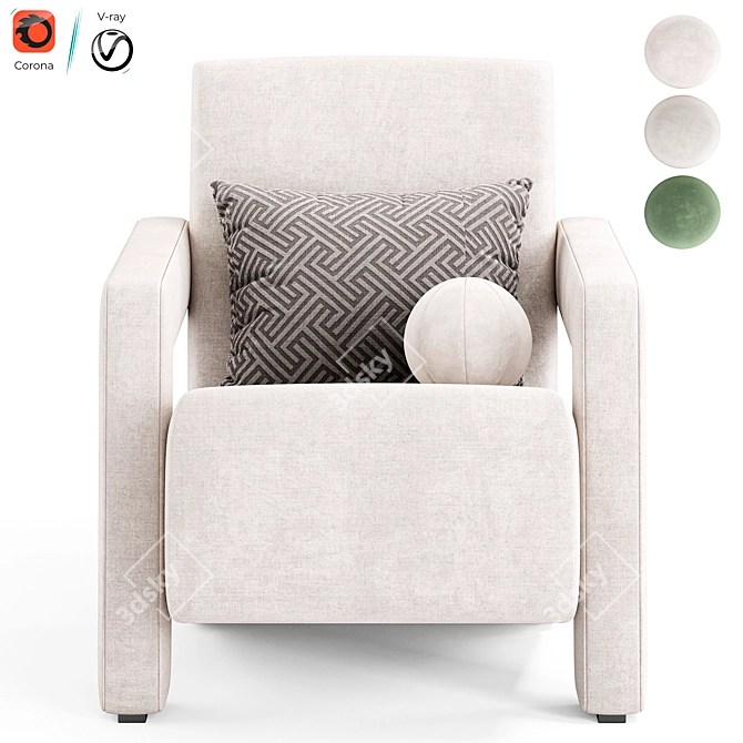 Modern Utrecht Armchair by Cassina 3D model image 2