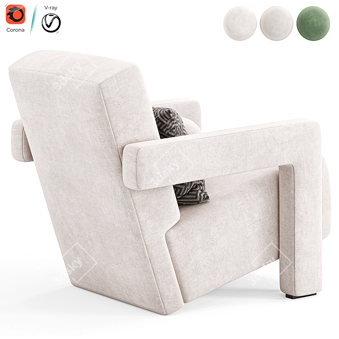 Modern Utrecht Armchair by Cassina 3D model image 3