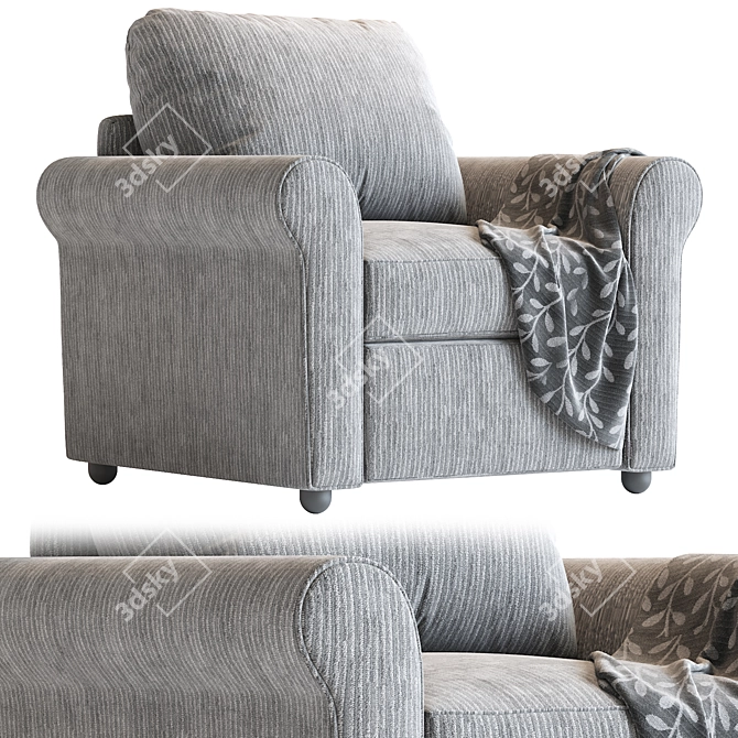 Plush Roll-Arm Chair in 2016 3D model image 2