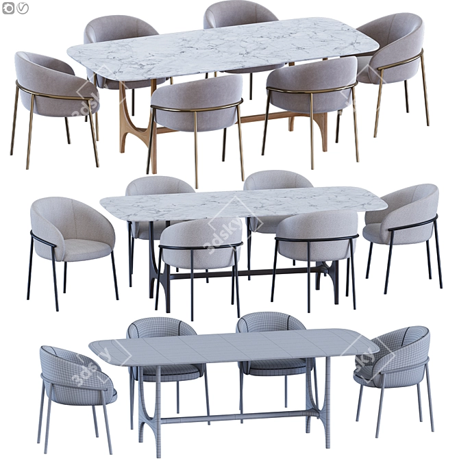  Modern Marble Dining Set 3D model image 3