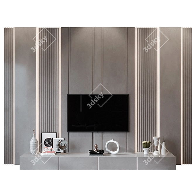 Modern Plywood TV Stand KTV080 3D model image 1