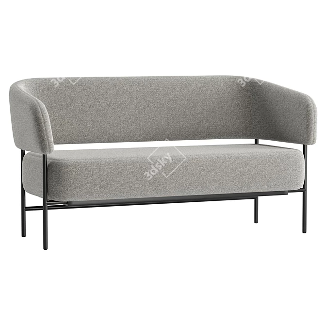 Modern Metal Fabric Small Sofa 3D model image 1