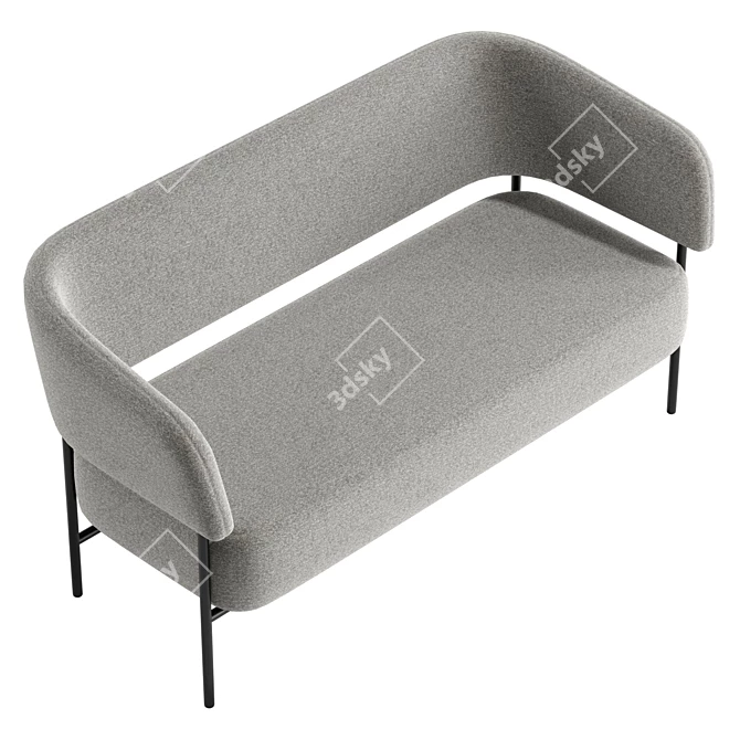 Modern Metal Fabric Small Sofa 3D model image 5