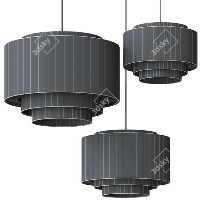 Tiered Textile Drum Pendant Light 3D model image 4