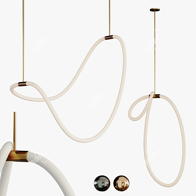 Modern Pendant Light Fixture Set 3D model image 1