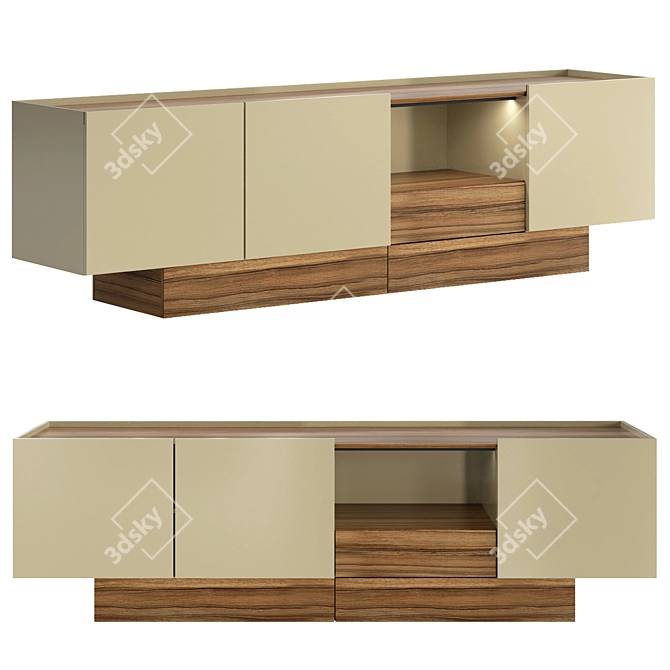 Modern Wooden Sideboard with Doors 3D model image 2