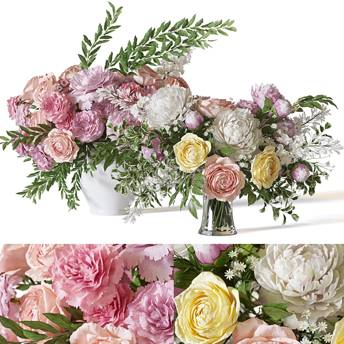 Elegant Floral Bouquet Set 3D model image 1