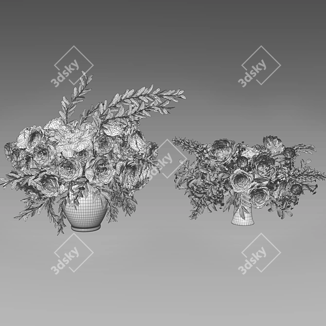 Elegant Floral Bouquet Set 3D model image 7