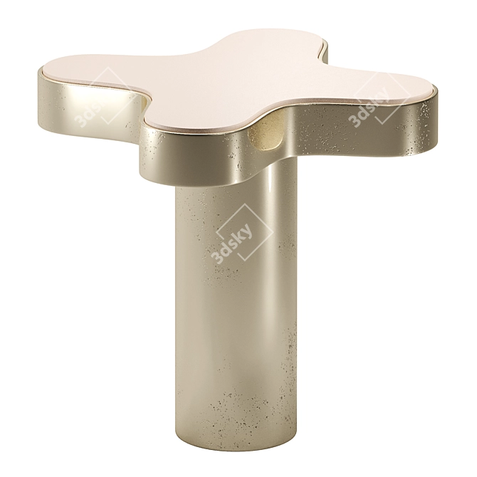 Bronze & Leather Side Table 3D model image 2