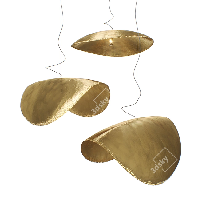 Brass Suspension Lamps Set 3D model image 1