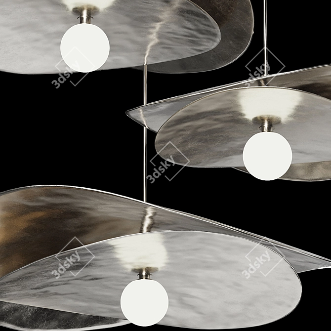  Luxury Chrome Metal Pendant Lights 3D model image 4