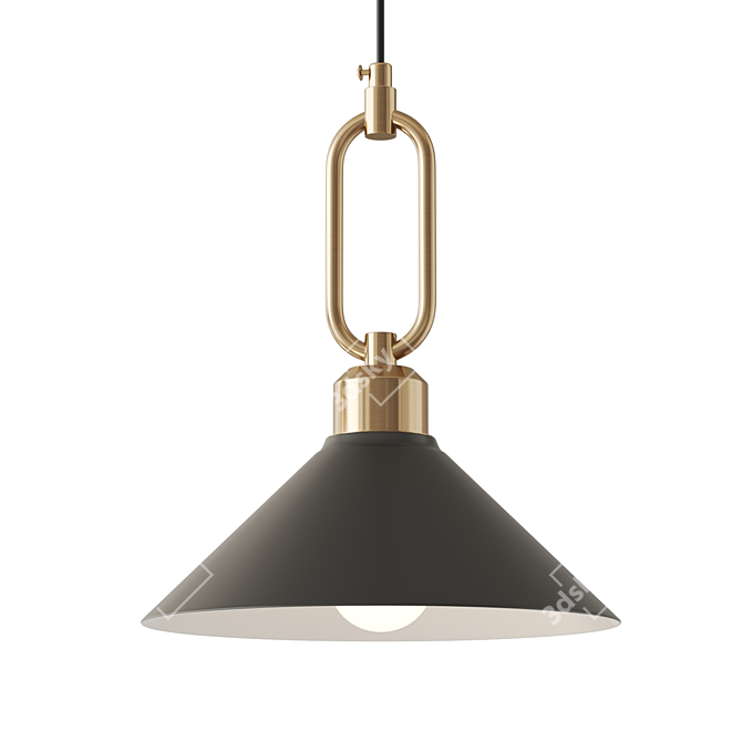 Elegant Gold LED Pendant Hook 3D model image 2