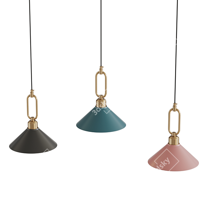 Elegant Gold LED Pendant Hook 3D model image 4