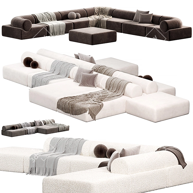 Sleek Design Pipeline Sofa Set 3D model image 1