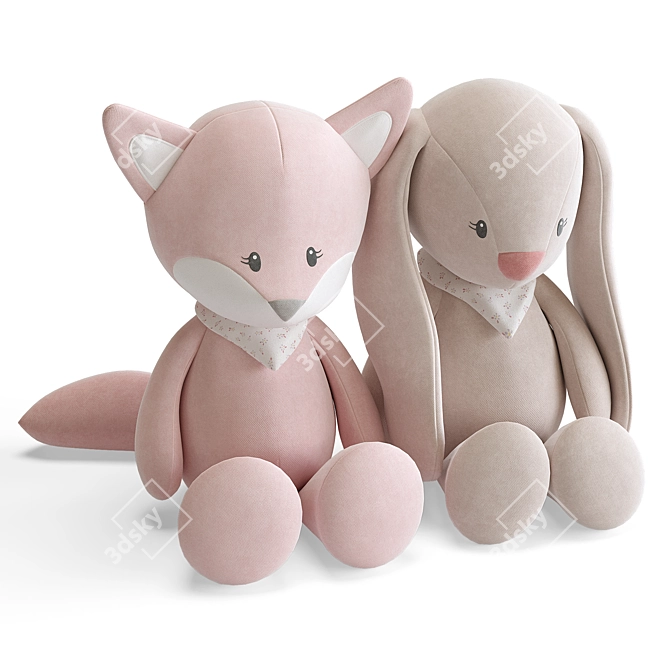 Alice & Pomme Soft Toys Set 3D model image 1