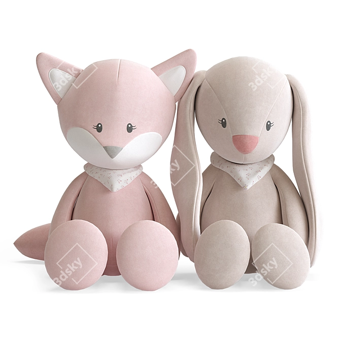 Alice & Pomme Soft Toys Set 3D model image 2