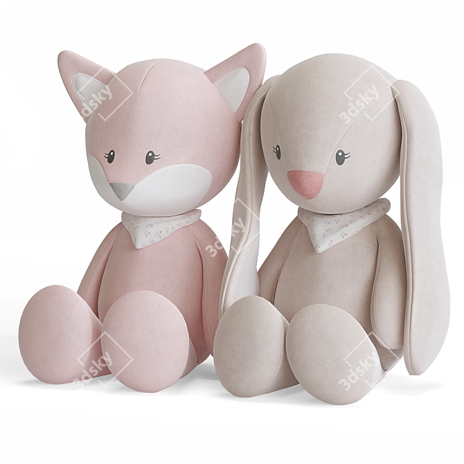 Alice & Pomme Soft Toys Set 3D model image 3