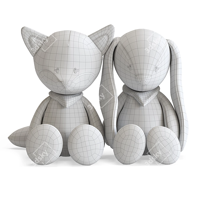 Alice & Pomme Soft Toys Set 3D model image 6