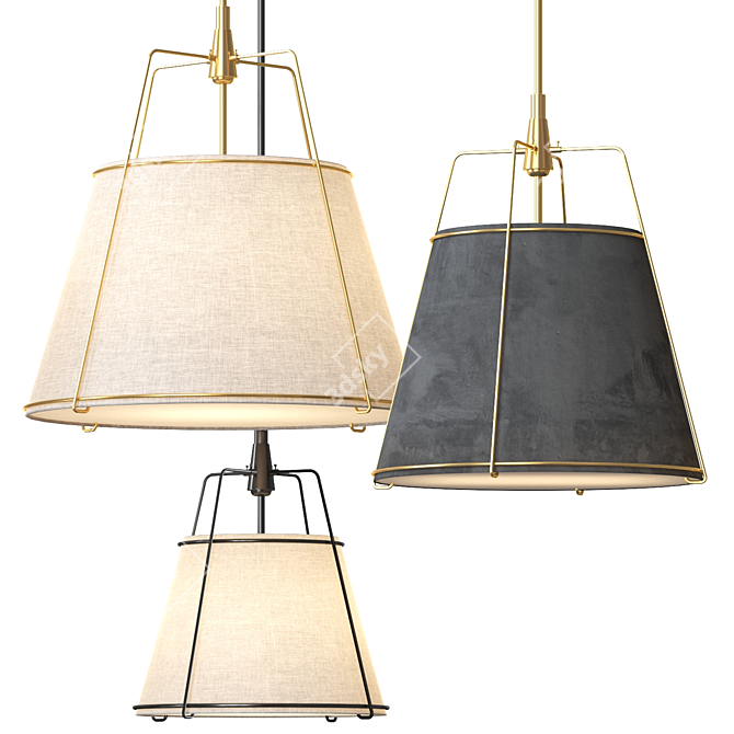 Textile Conical Pendant Light 3D model image 1