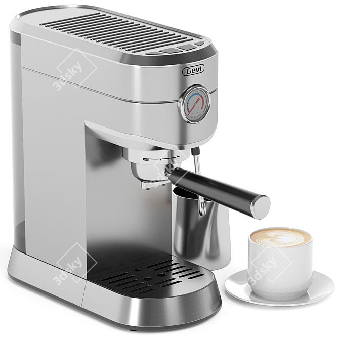 Compact Espresso Coffee Machine, Beige 3D model image 4