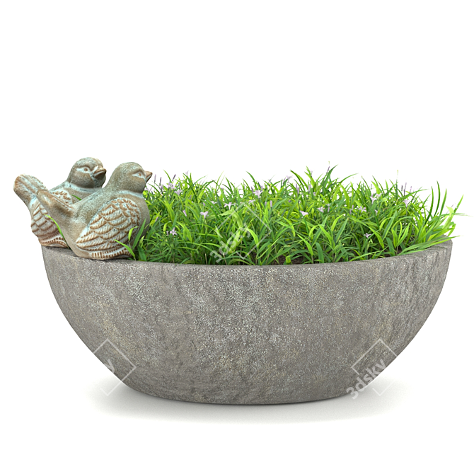 Modern Cube Outdoor Plant Holder 3D model image 1