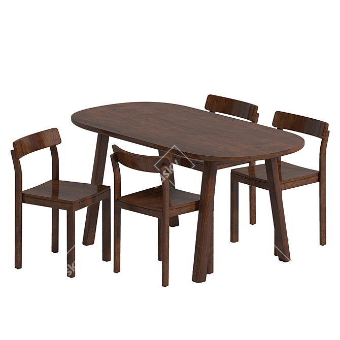 Elegant Crassevig Chair Table Set 3D model image 1