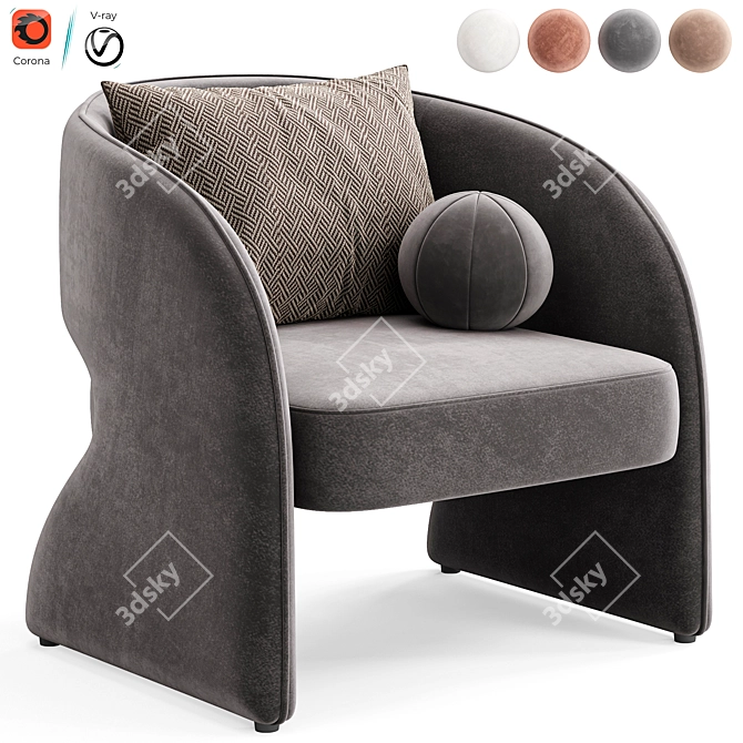 Elegant Rosalia Chair for Home 3D model image 4