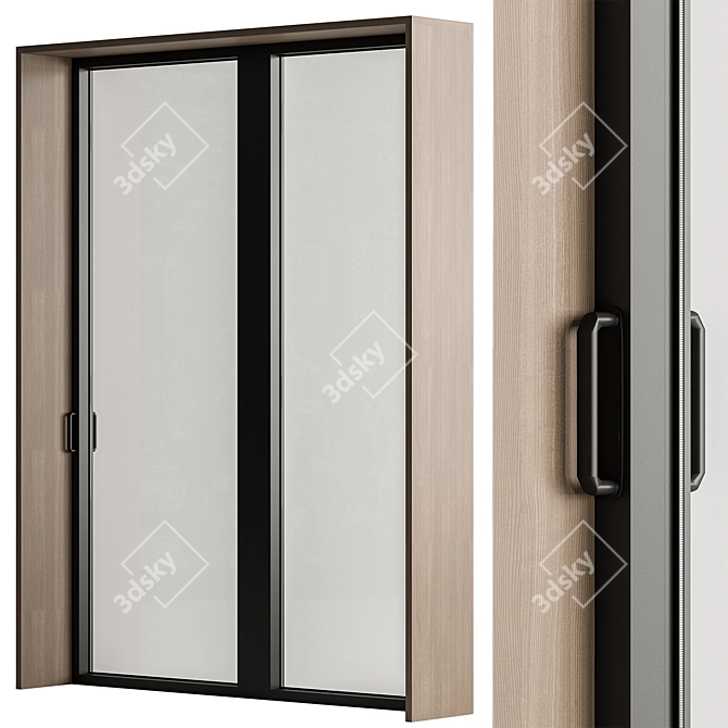  Elegant Wood Glass Door Set 3D model image 1