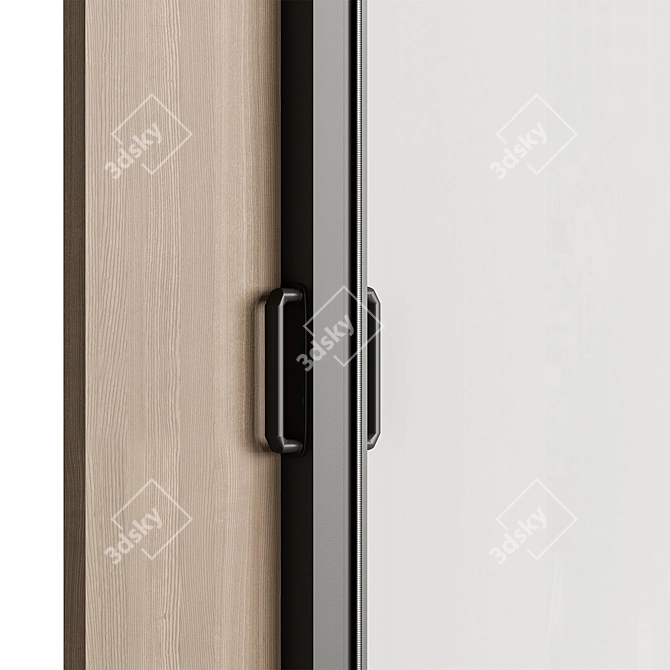  Elegant Wood Glass Door Set 3D model image 2