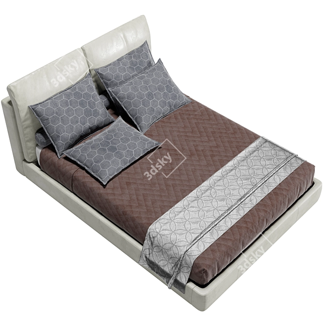 Luxury Italian Design Bed Set 3D model image 4