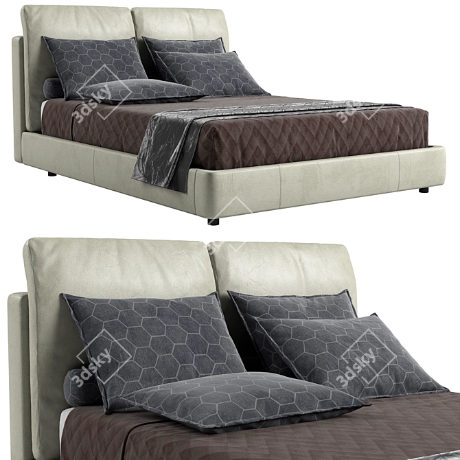 Luxury Italian Design Bed Set 3D model image 6